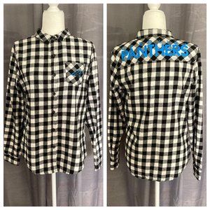 NFL Jr's Collection Carolina Panthers Plaid Check Cotton Button Down JR LARGE